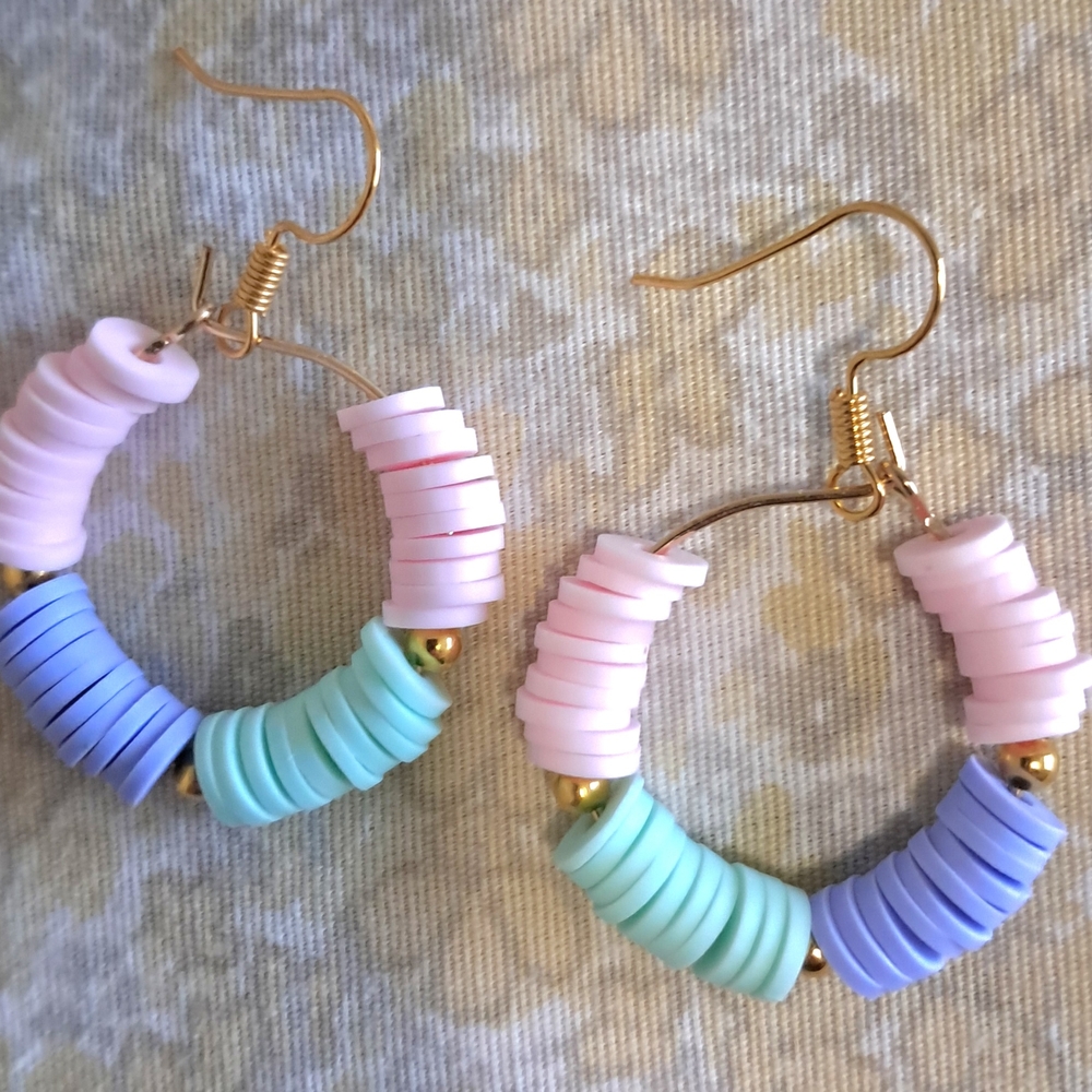 Pastel Beaded Hoop Earrings